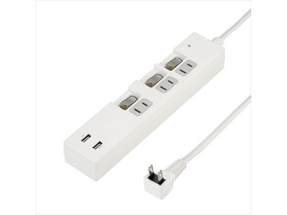ヤザワ 個別スイッチ付タップ(3AC+2USB3.4A) 2m ホワイト ヤザワ 個別スイッチ付タップ(3AC+2USB3.4A) 2m ホワイト