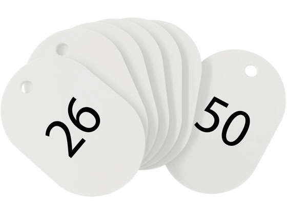 オープン工業 スチロール番号札 小判小 26〜50 白 BF-71-WH