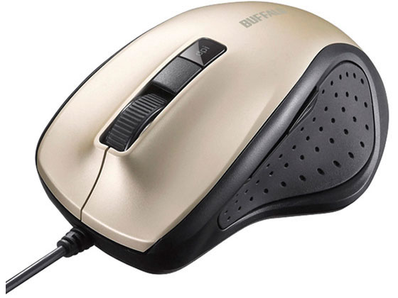 バッファロー 有線BlueLEDマウス 静音5ボタン ゴールド BSMBU300GD バッファロー 有線BlueLEDマウス 静音5ボタン ゴールド BSMBU300GD