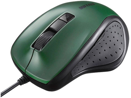バッファロー 有線BlueLEDマウス 静音5ボタン グリーン BSMBU300GR バッファロー 有線BlueLEDマウス 静音5ボタン グリーン BSMBU300GR