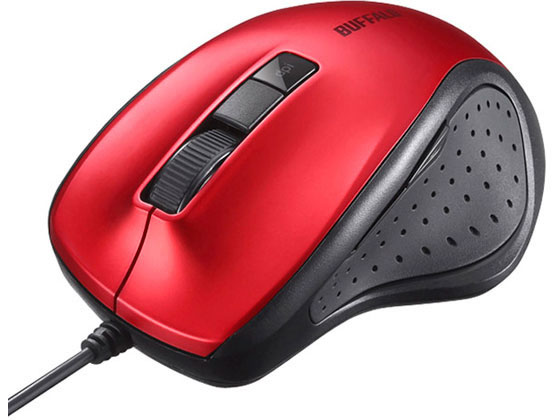 バッファロー 有線BlueLEDマウス 静音5ボタン レッド BSMBU300RD バッファロー 有線BlueLEDマウス 静音5ボタン レッド BSMBU300RD