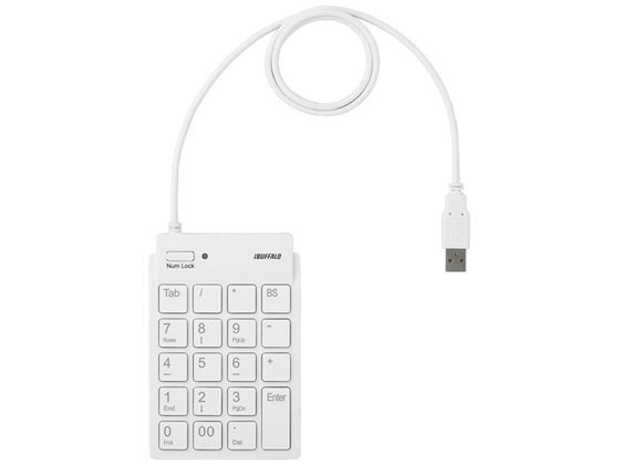 バッファロー スリムテンキーボード Tabキー付き ホワイト BSTK11WH バッファロー スリムテンキーボード Tabキー付き ホワイト BSTK11WH