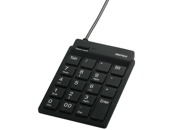 バッファロー スリムテンキーボード USB2.0 2ポート付ブラック BSTKH08BK
