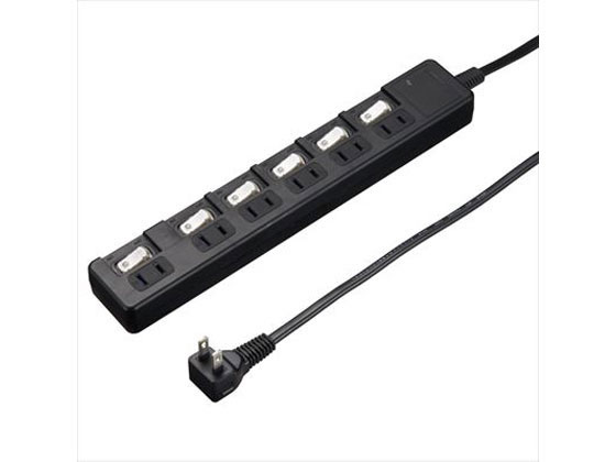 ヤザワ 節電タップ 雷ガード付 6個口 0.3mブラック H8KS6603BK