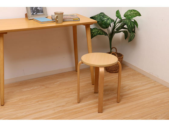 不二貿易　木製チェア　スツール　丸椅子　4脚セット 丸椅子 4脚セット 木製スツール 幅420×奥行420×高さ440mm Z-SHSC