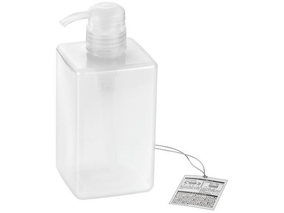エコー金属 PET ポンプボトル 600ml 角型 (シアーホワイト)