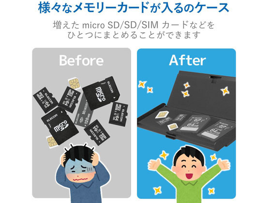 エレコム マルチケース Sd Minisd Microsd Sim Cmc Sdcal04bkが1 236円 ココデカウ