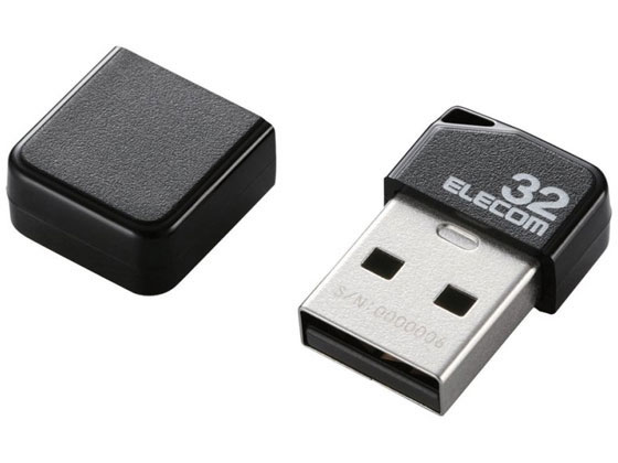 エレコム USBメモリ 小型 32GB キャップ付 MF-SU2B32GBK
