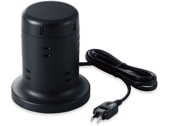エレコム 延長コード タワー電源タップ 8個口 2m TT-U01-0820BK エレコム 延長コード タワー電源タップ 8個口 2m TT-U01-0820BK