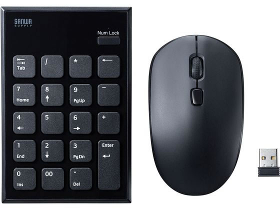 サンワサプライ 静音ワイヤレステンキーマウスセット NT-WL23SETBK サンワサプライ 静音ワイヤレステンキーマウスセット NT-WL23SETBK