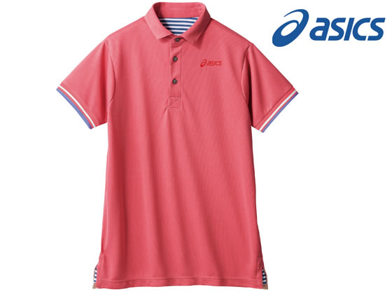 アシックス ポロシャツ 兼用 半袖 レッド×ブルー M CHM306-2314