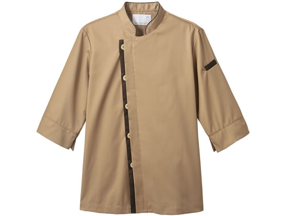 住商モンブラン 7分袖コックコート ベージュ×ブラウン SS 6-427 住商モンブラン 7分袖コックコート ベージュ×ブラウン SS 6-427