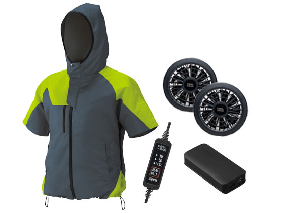 アイリスオーヤマ クールOUTDOORセットLL半袖フード有グリーン COHSLL02G