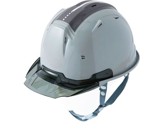 ●安全用品（ヘルメット）●本体：ＡＢＳ樹脂・バイザー：ポリカーボネート・２液ウレタン塗装スプレーガン塗装●色：シルバー●サイズ：Ｆ●サイズ詳細データ：Ｄ２９．５ｃｍ×Ｗ２１．９ｃｍ×Ｈ１５．６ｃｍ・内