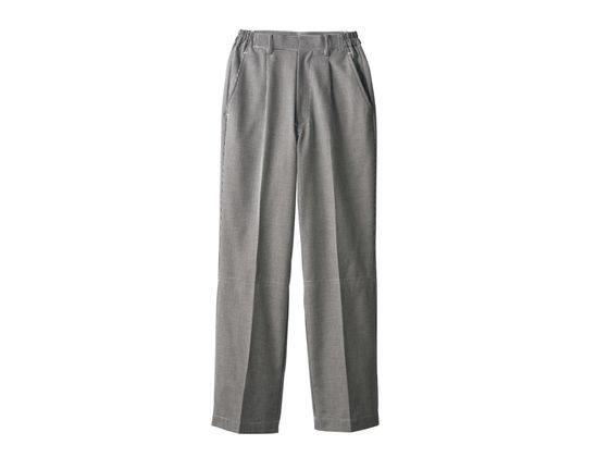 ●素材：千鳥格子（ポリエステル６５％ 綿３５％）●パンツ裾ネット●色：白×濃紺●ワンタック●両脇ゴム