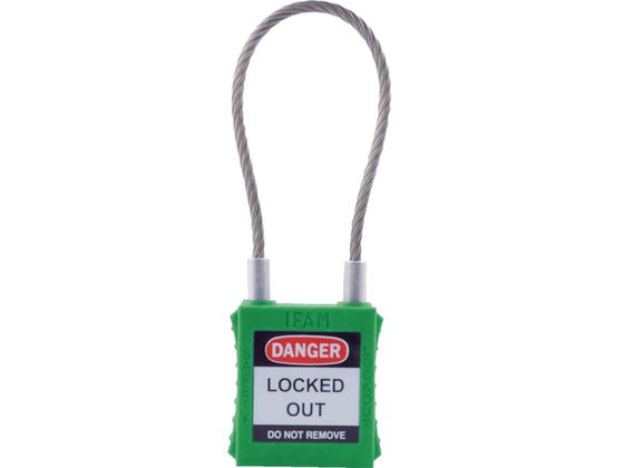 IFAM ロックアウト用南京錠 スチールケーブル製シャックル 緑 0 44953 IFAM ロックアウト用南京錠 スチールケーブル製シャックル 緑 0 44953