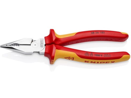 KNIPEX 1000V絶縁ニードルノーズペンチ 絶縁コンフォートハンドル 185mm 0826-185 KNIPEX 1000V絶縁ニードルノーズペンチ 絶縁コンフォートハンドル 185mm 0826-185