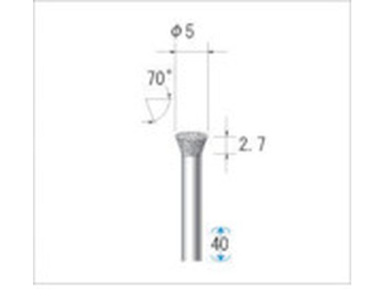 ナカニシ 電着ダイヤモンドバー 逆テーパー型 φ5×2.7×軸φ3 #120 70° 12512 ナカニシ 電着ダイヤモンドバー 逆テーパー型 φ5×2.7×軸φ3 #120 70° 12512
