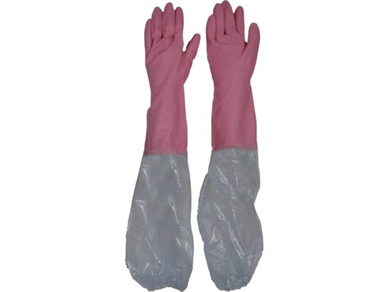 ダンロップ ビニール厚手 長袖腕カバー付 Mピンク 1546 ダンロップ ビニール厚手 長袖腕カバー付 Mピンク 1546