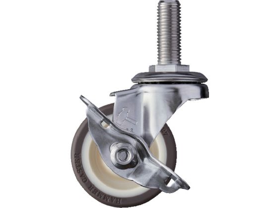 ハンマー SAシリーズオールステンレス 旋回式ウレタン車輪 ローラーベアリング 65mm ストッパー付 315SA-UB65 ハンマー SAシリーズオールステンレス 旋回式ウレタン車輪 ローラーベアリング 65mm ストッパー付 315SA-UB65
