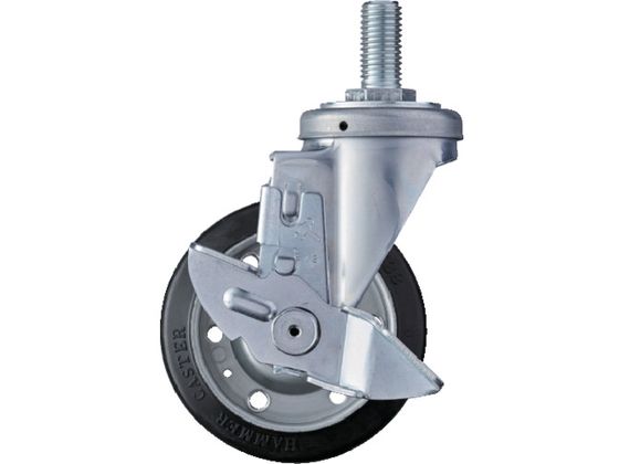 ハンマー ねじ込み式 旋回式ゴムキャスター 125mm ストッパー付 413SA-R125 ハンマー ねじ込み式 旋回式ゴムキャスター 125mm ストッパー付 413SA-R125