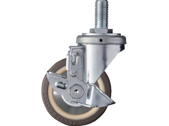 ハンマー ねじ込み式旋回式ウレタンキャスター ラジアルボールベアリング 100mm ストッパー付 413SA-UB100 ハンマー ねじ込み式旋回式ウレタンキャスター ラジアルボールベアリング 100mm ストッパー付 413SA-UB100