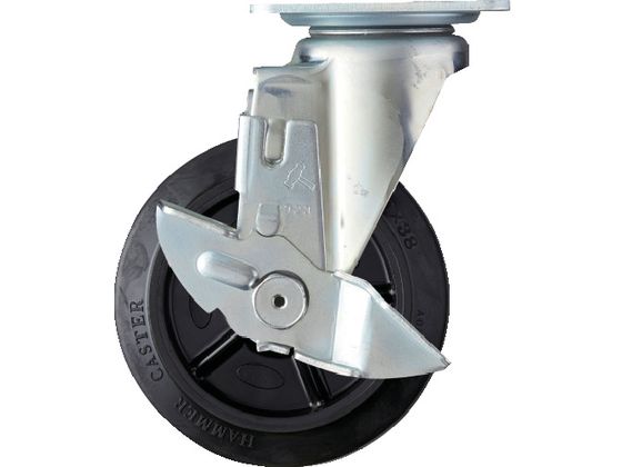 ハンマー 静音旋回式ゴム車輪 ナイロンホイール・ラジアルボールベアリング 150mm ストッパー付 413BBS-FR150 ハンマー 静音旋回式ゴム車輪 ナイロンホイール・ラジアルボールベアリング 150mm ストッパー付 413BBS-FR150