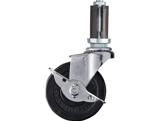 ハンマー パイプ差込み旋回式ゴム車輪 75mm φ22〜24用 ストッパー付 4153EU-R75 ハンマー パイプ差込み旋回式ゴム車輪 75mm φ22〜24用 ストッパー付 4153EU-R75