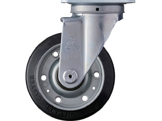 ハンマー 旋回式ゴム車輪 スチールホイール・ローラーベアリング 125mm 420S-RB125 ハンマー 旋回式ゴム車輪 スチールホイール・ローラーベアリング 125mm 420S-RB125