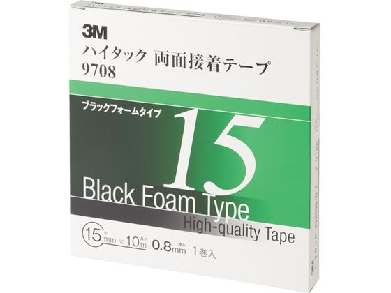 3M ハイタック両面接着テープ 9708 15mmX10m 黒 1巻=1箱 9708 3M ハイタック両面接着テープ 9708 15mmX10m 黒 1巻=1箱 9708