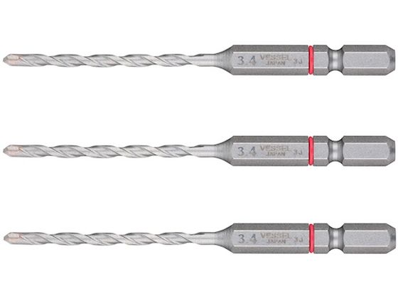 VESSEL CPD3S-3.4 磁器タイル用ドリル3本組 CPD3S-3.4 VESSEL CPD3S-3.4 磁器タイル用ドリル3本組 CPD3S-3.4