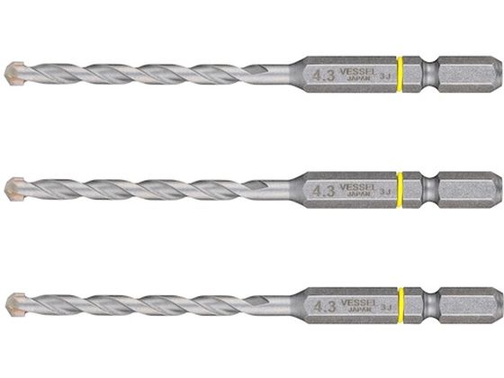 VESSEL CPD3S-4.3 磁器タイル用ドリル3本組 CPD3S-4.3 VESSEL CPD3S-4.3 磁器タイル用ドリル3本組 CPD3S-4.3
