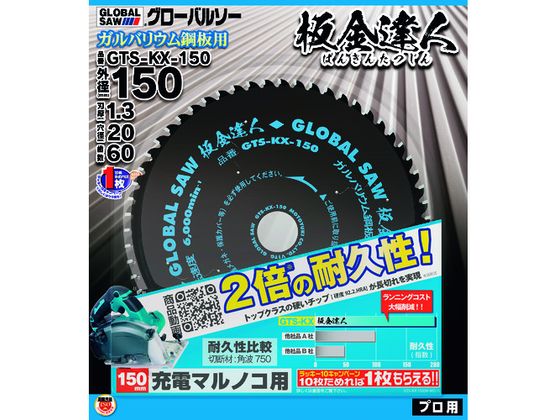 モトユキ チップソー グローバルソー 板金達人 ガルバリウム鋼板用 外径150mm GTS-KX-150 モトユキ チップソー グローバルソー 板金達人 ガルバリウム鋼板用 外径150mm GTS-KX-150